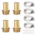 thumbnail image 1 of Brass Air Hose Fittings, Hose Barb Fittings 3/4" Barb x 3/4" NPT Male Thread Adapter with Hose Clamp, 1 of 8