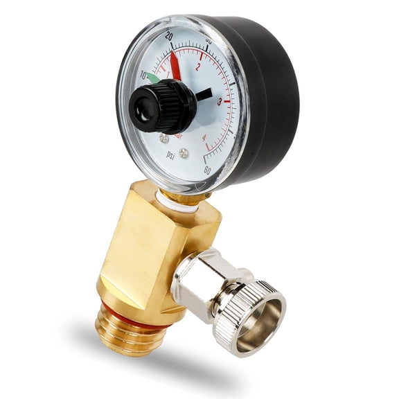 Brass Air Release Valves with Pressure Gauge for Swimming Pool Filtration Units Air Vent Assembly with Pressure Gauge