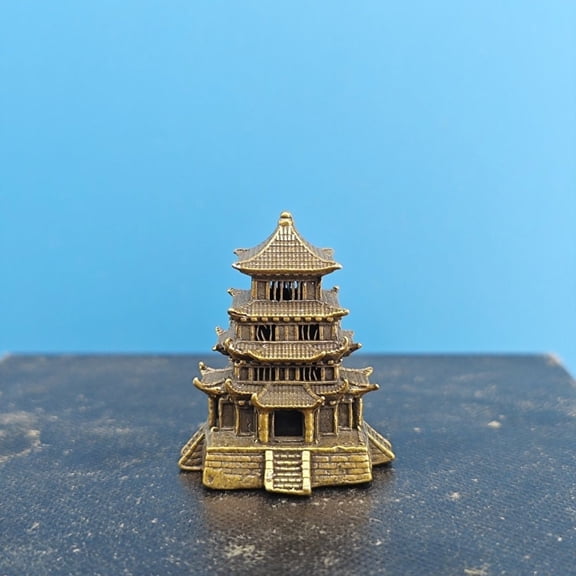 Brass Alloy Miniature Bonsai Tree House Model Home Tabletop Decor Gift