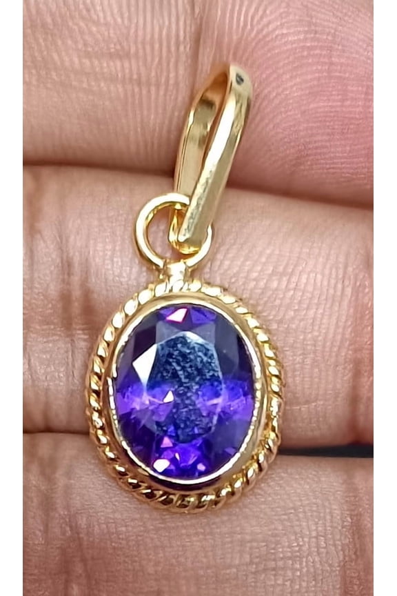 Brass Amethyst Gemstones Pendant, 1 ct. t.w., Brass