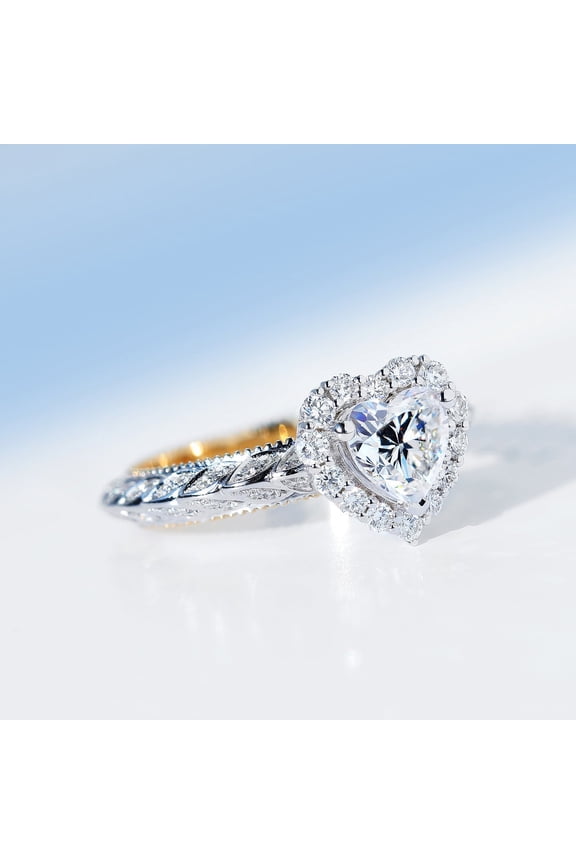 Brass And Stainless Steel Heart Zircon Wedding Ring For Bridal Gift European Style Elegant Wedding Ready Gifts