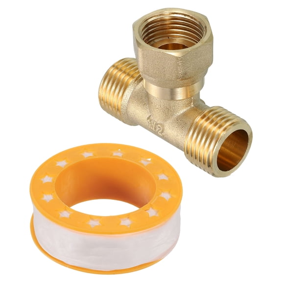 Brass Angle Stop, 1/2" Outlet x 1/2" Inlet x 1/2" Outlet Compression Valve