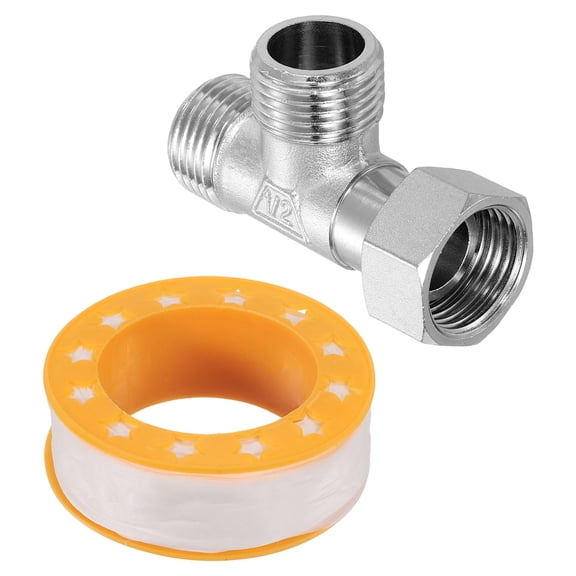 Brass Angle Stop, 1/2" Outlet x 1/2" Outlet x 1/2" Inlet Compression, Silver