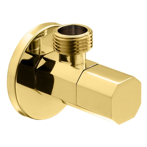 Brass Angle Stop Valve 1/2 Inch NPT Inlet x 3/8 Inch Outlet Quarter Turn Handle Shut Off Valve for Bathroom Faucet Kitchen Sink Toilet Shower, Gold
