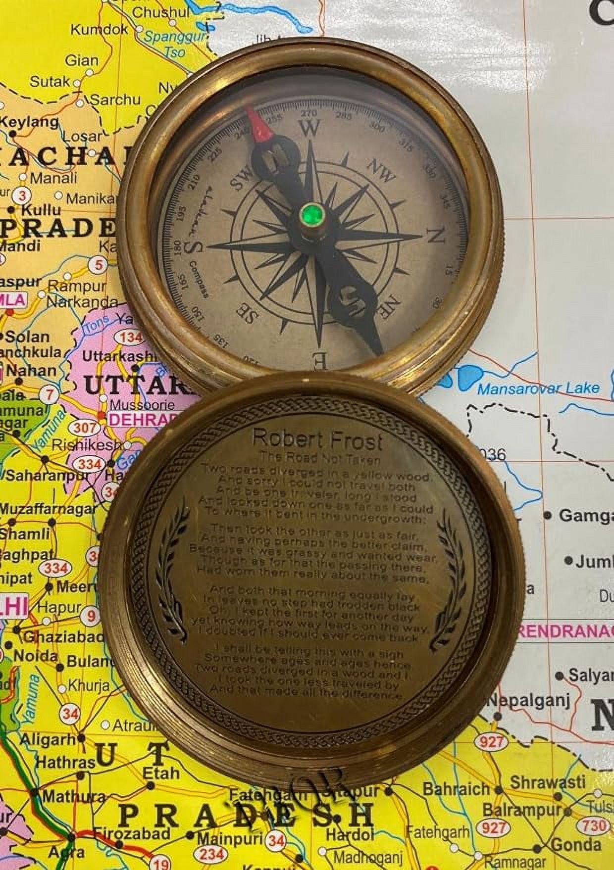 Brass Antique Compass May Your Faith Robert Frost Compass - Steampunk ...