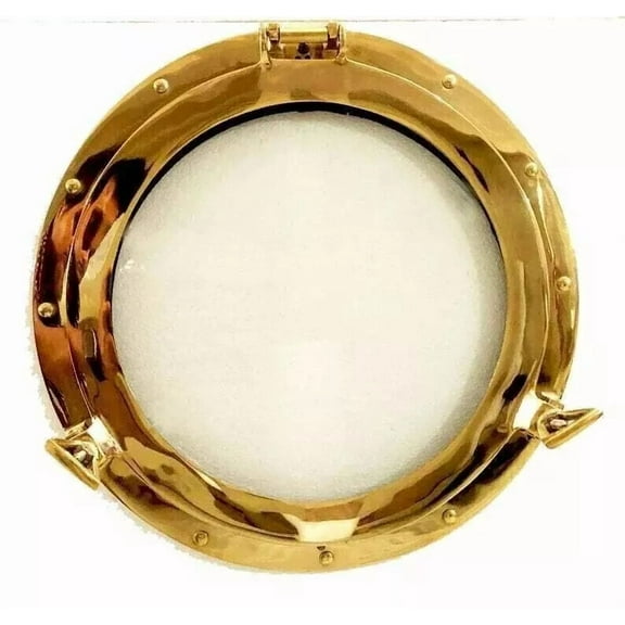 Brass Antique Finish 24"Porthole Ship Boat Window Wall Decorative Glass Porthole