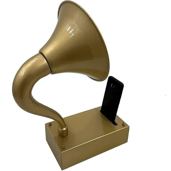 Brass Antique Look Vintage Decor Gramophone Speaker iPhone Table Decor Smart Phone