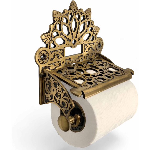 Brass Antique Victorian Toilet Paper Roll Holder – Wall Mounted Vintage Tissue Dispenser, Solid Brass Bathroom Accessory, Retro Victorian Style Hardware