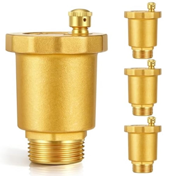 Brass Automatic Float Valve, High-Pressure Air Release Vent For HVAC, Boiler, Radiator Systems, 1/2 3/4 Inch Male Thread, Rust Resistant, 4-Pack(1/2)