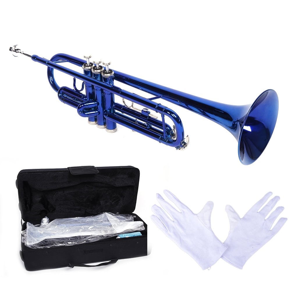 Brass B Flat Trumpet Gloves Set, Blue