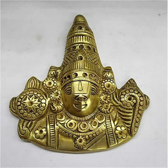 Brass Balaji Face for Wall Hanging Tirupathi Balaji Statue Venkateswara Balaji Face Wall Hanging Indian God Statue Home Decor Wall Decoration India Handcrafted God Idol Balaji Murti - AtoZ India Cart