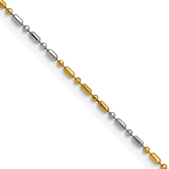 Brass Ball Beaded Chain Styles Necklace Chisel Two-tone 1.2 mm 24 inch Fancy