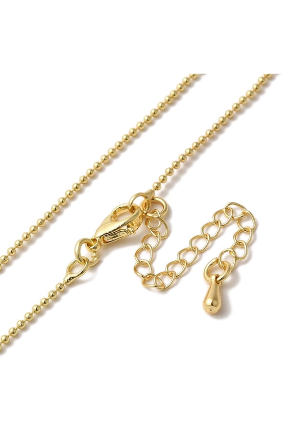 Brass Ball Chain Necklaces Real 18K golden Plated 17.76x0.05 inch(45.1x0.12cm) Brass