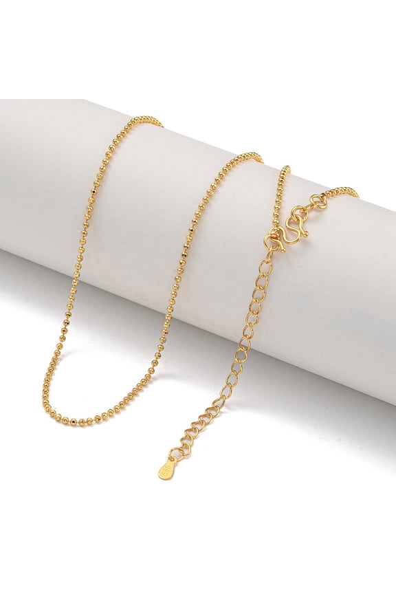 Brass Ball Chain Necklaces for Women Real 18K golden Plated 17.24 inch(43.8cm)