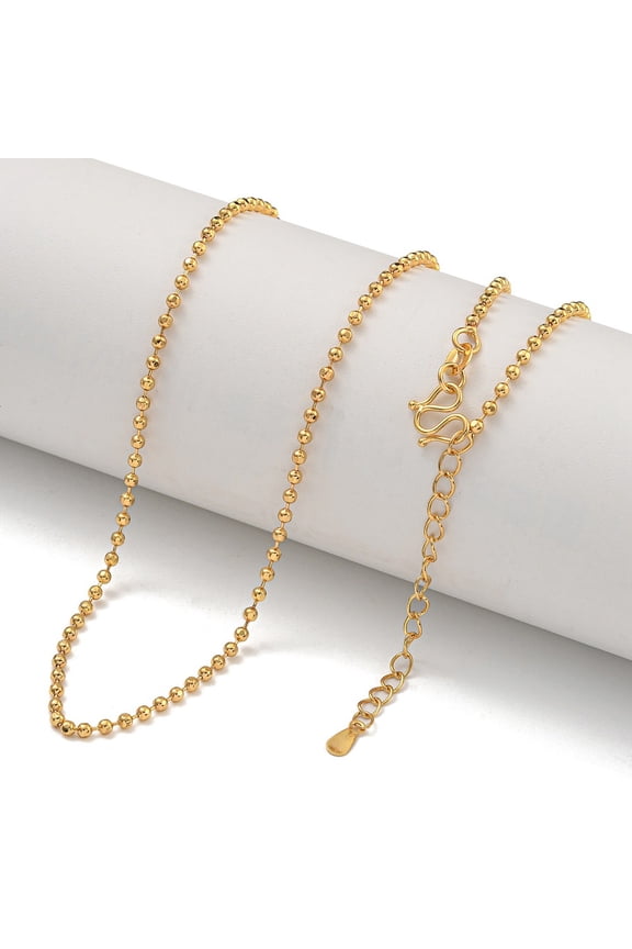 Brass Ball Chain Necklaces for Women Real 18K golden Plated 18.43 inch(46.8cm)
