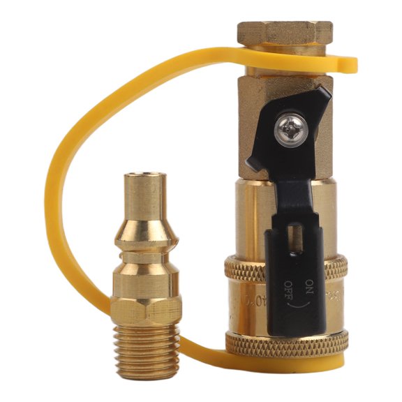 Brass Ball Valve Quick Connector, 1/4" Copper Fitting with Tool-Free Installation, Leak-Proof Flow Control for RV, Domestic Water & Industrial Use