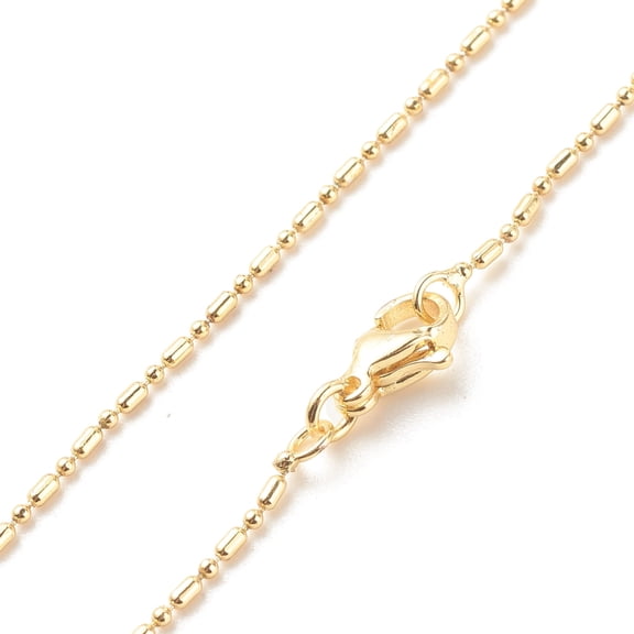 Brass Ball and Column Link Chains Necklace for Women Cadmium Free & Lead Free Real 18K Gold Plated 17.68 inch(44.9cm) Link: 1.2x2mm 1.2mm