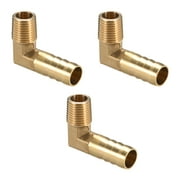 Brass Barb Hose Fitting 90 Degree Elbow 12mm Barbed x 1/4 PT Male Pipe 3pcs