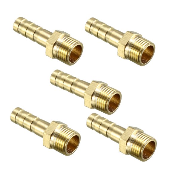 Brass Barb Hose Fitting Connector Adapter 6mm Barb x G1/8 Male Pipe 5pcs