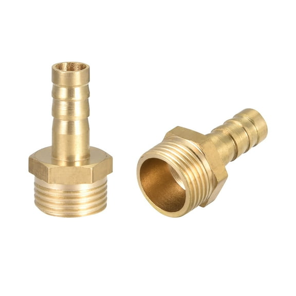 Brass Barb Hose Fitting Connector Adapter 8mm Barbed x3/8" G Male Pipe 2pcs