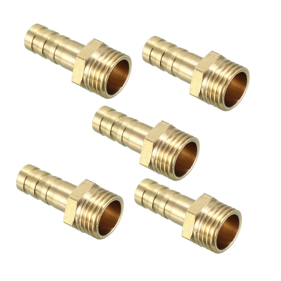 Brass Barb Hose Fitting Connector Adapters 8mm Barb x 1/4 PT Male Pipe 5pcs