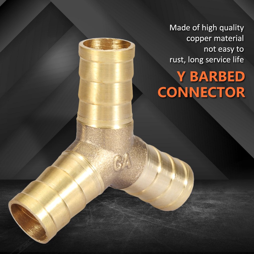Brass Barbed Connector 8mm 3 Way Y Shape Hose Barbed Splitter Split