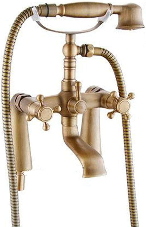 Brass Bath Tub Faucet Antique Bronze Bathtub Faucets with Hand Shower Dual Handle Mixer Deck Mounted for Bathroom