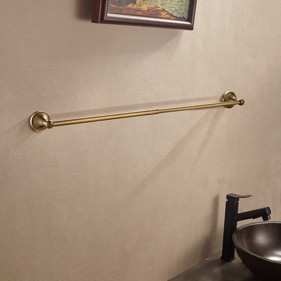 Brass Bathroom Accessories Set, Antique Adjustable Towel Bar Sets, Bath Hardwares Fixture Set Vintage Brushed Brass Wall Mounted
