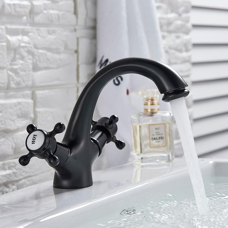 Brass Bathroom Faucet Hot and Cold Water Mixer Bronze Sink Faucet