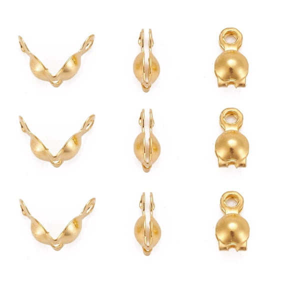 Brass Bead Tips Calotte Ends Clamshell Knot Cover Golden 7x4mm Hole: 1mm DIY