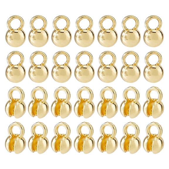 Brass Bead Tips Calotte Ends Clamshell Knot Cover Golden 8mm Hole: 2.5mm Inner Diameter: 5mm