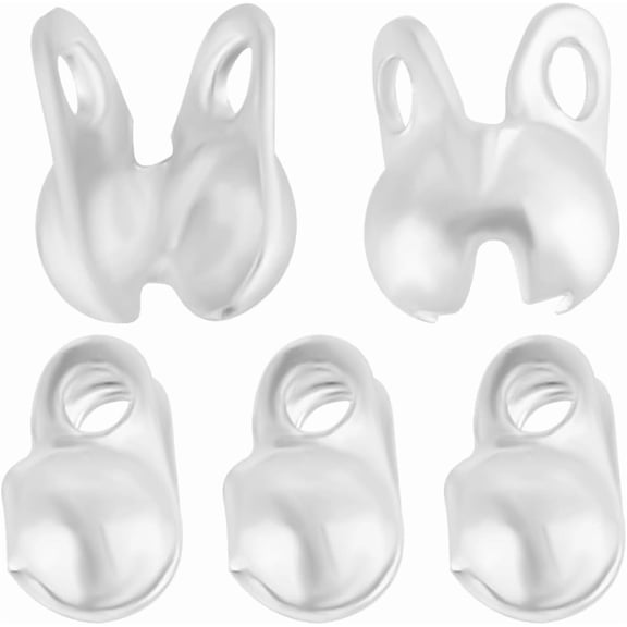 Brass Bead Tips Calotte Ends Clamshell Knot Cover Silver 7.5x4.5x3.5mm Hole: 0.8mm and 1.6mm Inner Diameter: 3.3mm 50pcs/bag 6 bags/set