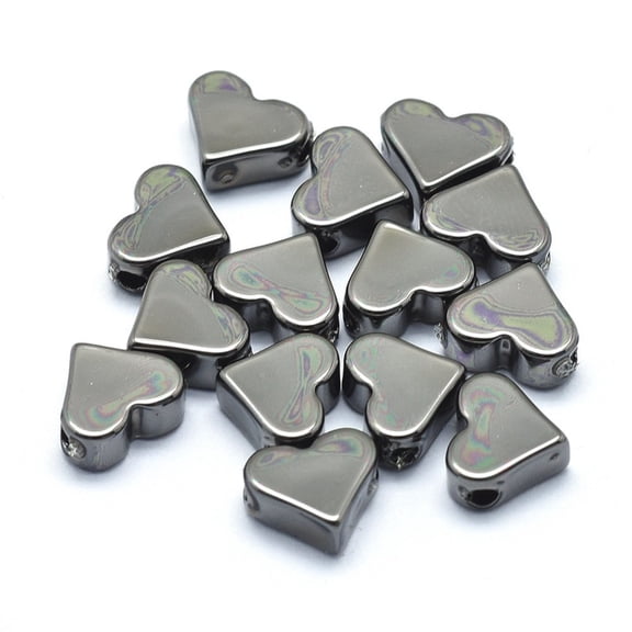Brass Beads Lead Free & Cadmium Free & Nickel Free Heart Gunmetal 6x7x3mm Hole: 1.2mm