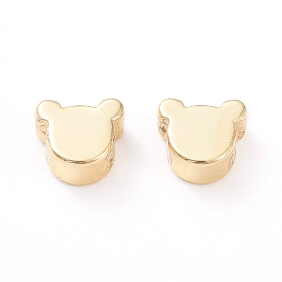 Brass Beads Long-Lasting Plated Bear Real 18K Gold Plated 5x6x3mm Hole: 1.2mm Golden