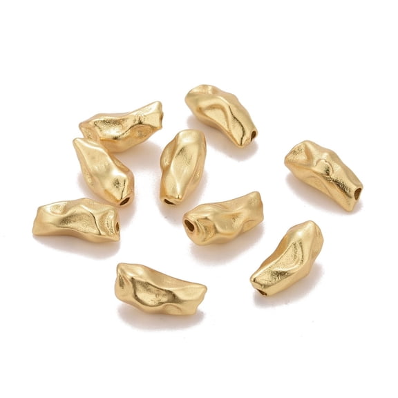 Brass Beads Matte style Twist Nuggets Cadmium Free & Nickel Free & Lead Free Long-Lasting Plated Real 18K golden Plated 10x5x5mm Hole: 1mm