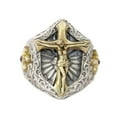 thumbnail image 1 of Brass Beauty Cross 925 Sterling Silver Shield Ring TA452A US Size 11.5, 1 of 13