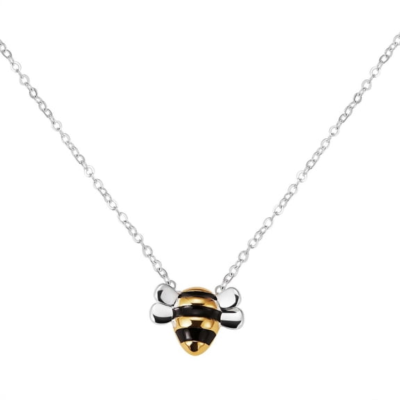 Brass Bee Charm Necklace for Women Platinum Golden 16.93 inch(43cm)