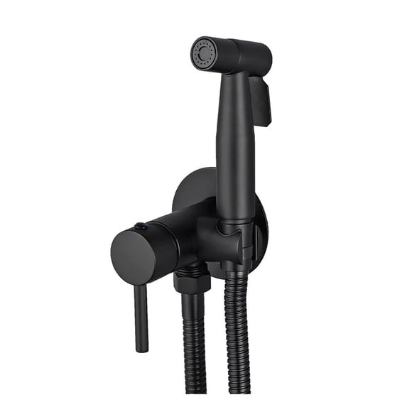 Brass Bidet Faucet Sprayer Black Portable Toilet Bidet Faucet, Hot Cold Water Bathroom Mixer Valve Hygienic Shower
