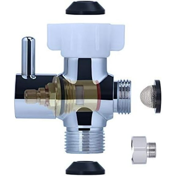 Brass Bidet T Adapter with Shut-Off Valve,3 Way 7/8 or 15/16 and 1/2 or 3/8,7/8" Metal T Valve for Bidet,Toilet Tee Connector Diverter Adaptor,Bidet Attachment for Toilet