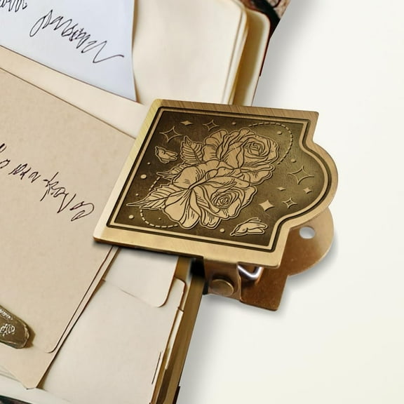 Brass Binder Clip Vintage Flowers and Butterflies Paper Clamp for Journals Heavy Duty Metal Book Clip for Notebooks Bookmarks Page Holder