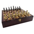 thumbnail image 1 of Brass Black Gold Staunton Exclusive Chess Set Lrg 20" Cherry Color Storage Board, 1 of 6