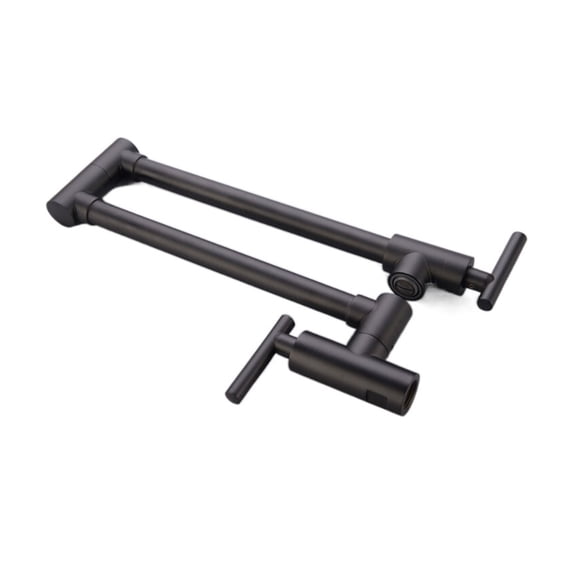 Brass Black Kitchen Faucets Folding Pot Filler 2 Handles Wall Mounted Single Cold Cook Tap ,Easy DIY Installation