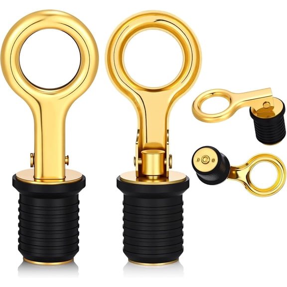 Brass Boat Drain Snap Plug with Adjustable Torque Handle for 1 Inch Hull Drains 2 Pack