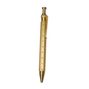 Brass Bolt Action Pen, Duty Solid Ballpoint Pen for Men, Gold Finish Business Signature Pen, G2 Refill Compatible for Smooth Writing, Creative Office Student (with scale)