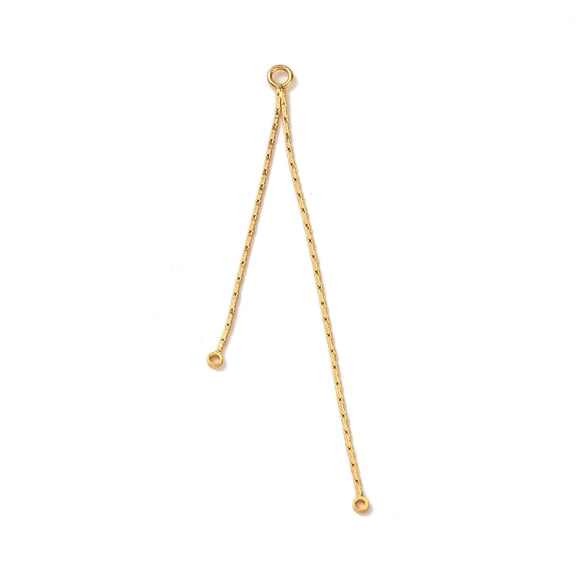 Brass Boston Link Chain Tassel Big Pendants Real 18K golden Plated 65x1.5x1mm Hole: 2mm & 0.8~1.2mm