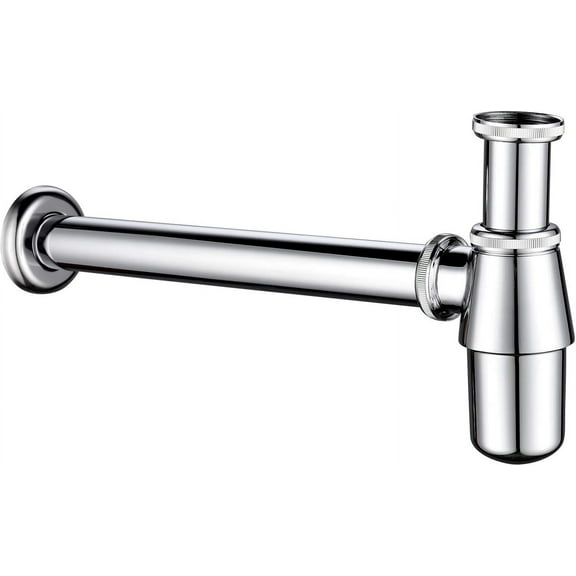 Brass Bottle Trap Vessel Sink P Trap Chrome Wall Mounted Bathroom Sink Pipe Basin Bottle Waste Trap for Bathroom, WT03