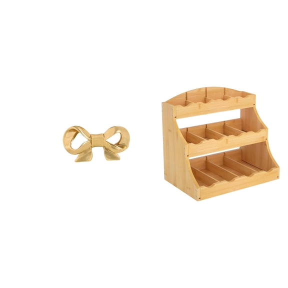 Brass Bowknot Drawer Handle Cabinet Pull Tea Bag Organizer Compact Size for Bathroom Break Room Storage