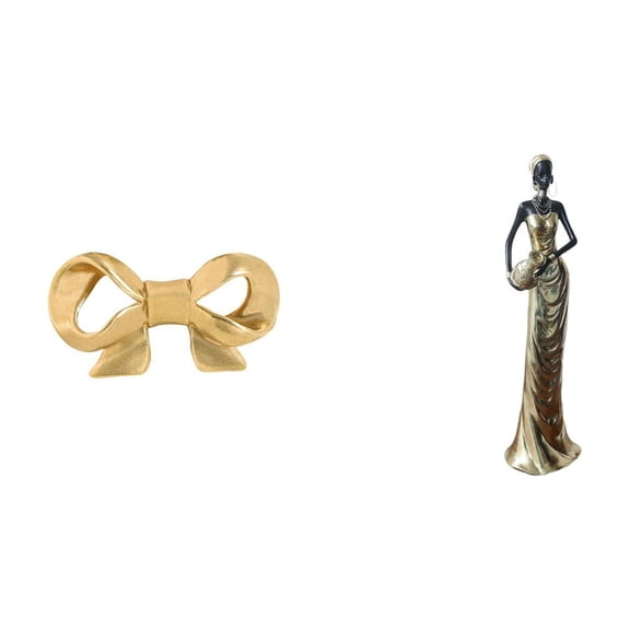 Brass Bowknot Furniture Handle Cabinet Pull African Figurine Unique Resin Material for Kitchen Drawer Dresser Home Decor