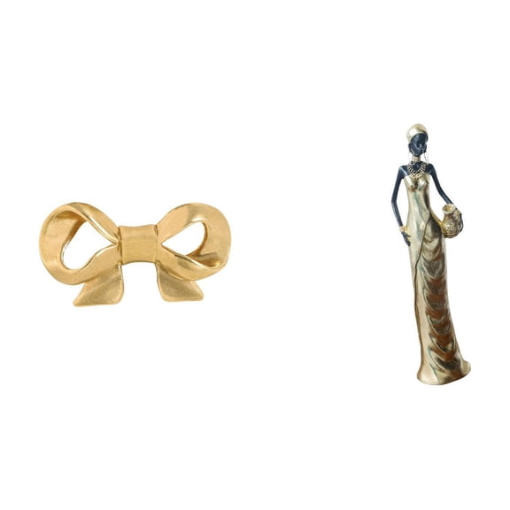 Brass Bowknot Furniture Handle Cabinet Pull Tribal Lady Statue Resin Desktop Figurine for Bedroom Dressers Offices