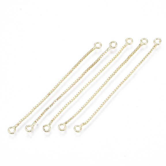 Brass Box Chain Tassel Links Nickel Free Golden 50x3x1mm Hole: 1.4mm
